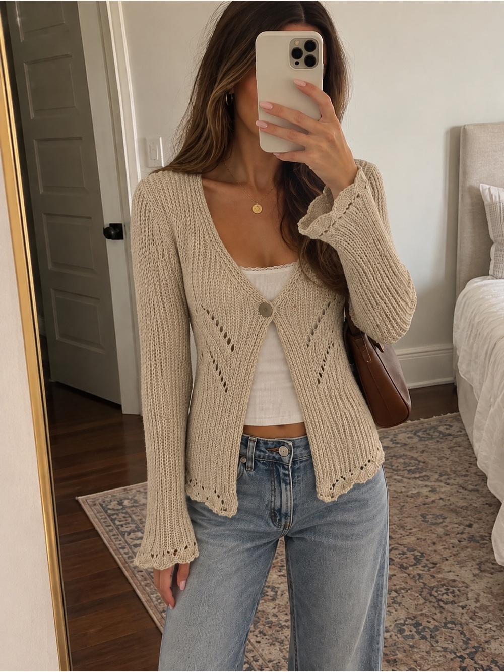 Women’s Lightweight Knit Button-Front Cardigan Sweater - Cream